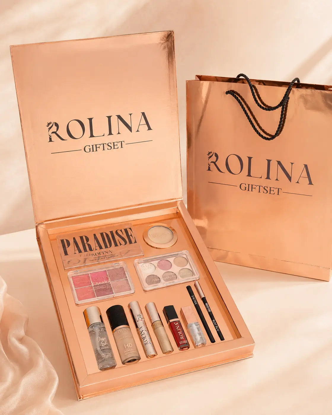 Coffret Maquillage Rolina – 12 Produits + Sac Cadeau